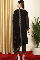 Black Georgette Embroidered Salwar Suit