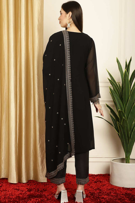 Black Georgette Embroidered Salwar Suit