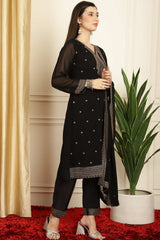 Black Georgette Embroidered Salwar Suit