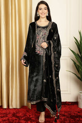 Black Velvet Embroidered Salwar Suit