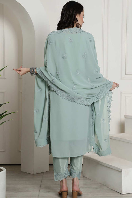 Green Georgette Embroidered Salwar Suit