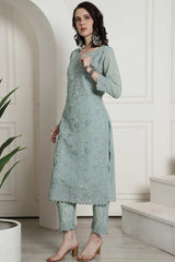 Green Georgette Embroidered Salwar Suit