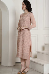 Peach Georgette Embroidered Salwar Suit