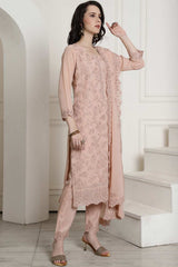 Peach Georgette Embroidered Salwar Suit