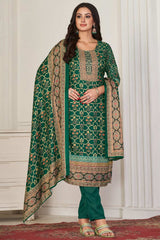 Green Pashmina Digital Printed Dress Material