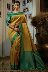 Yellow Art Silk Woven Saree