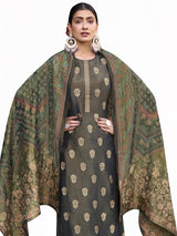 Green Pure Silk Jacquard Dress Material