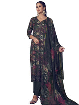 Black Pure Pashmina Digital Printed Dress Material