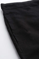 Black Pure Cotton Solid Pants