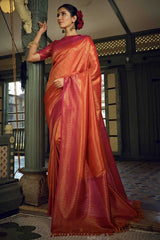 Red Art Silk Woven Saree