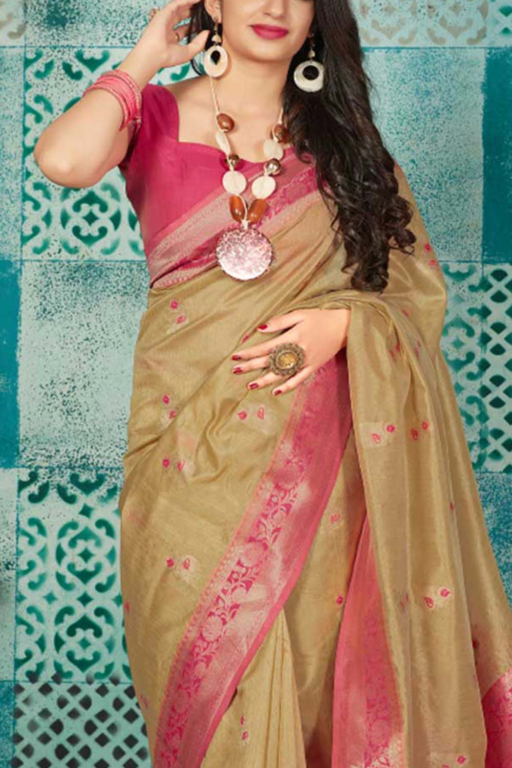 Buy Banarasi Art Silk Zari Woven Saree in Light Green - Back
