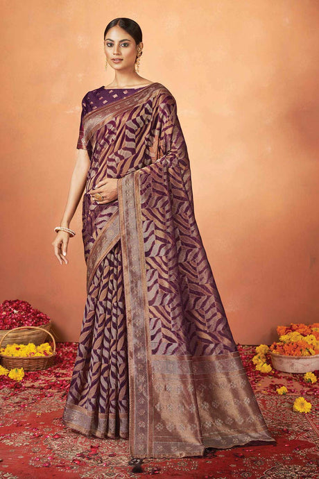 Maroon Organza Silk Stone Work Saree