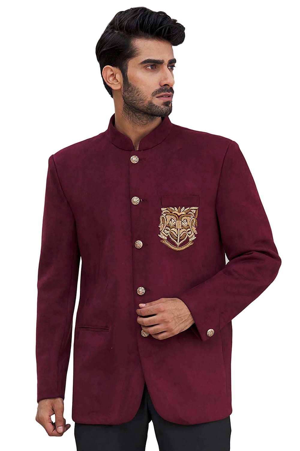 Men's Art Silk Embroidered Jodhpuri Jacket