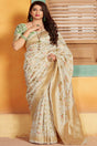 Buy Banarasi Art Silk Woven Saree in White Online