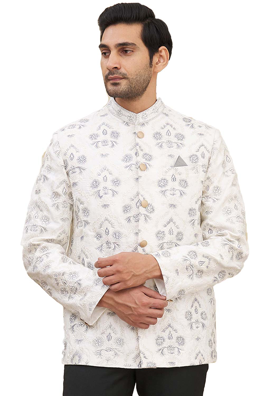 Men's Art Silk Embroidered Jodhpuri Jacket