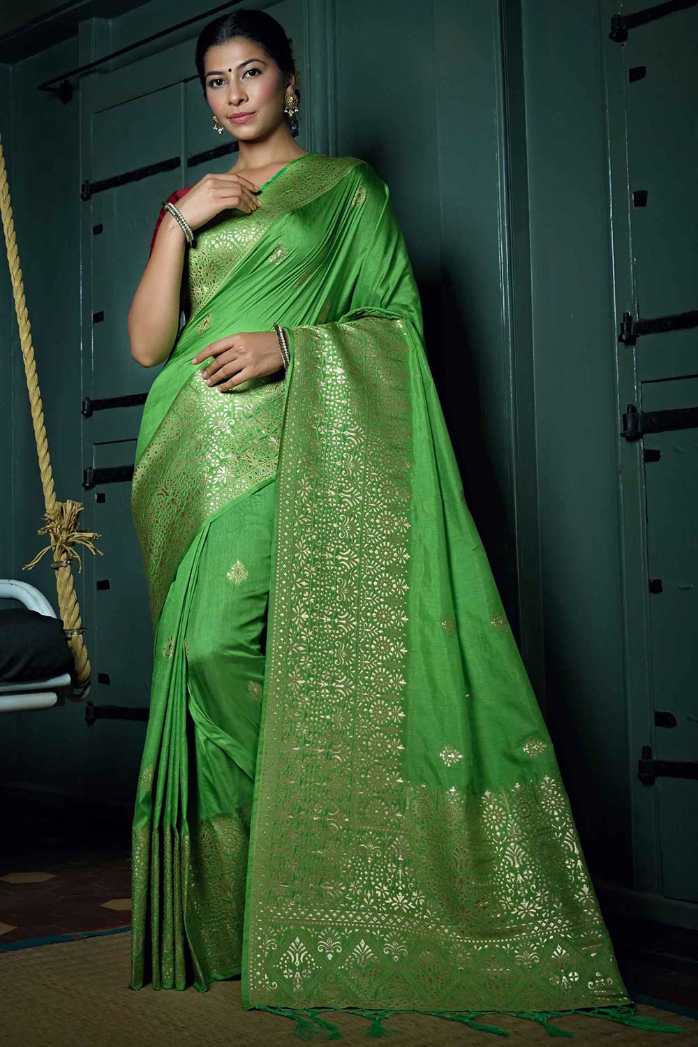 Green Art Silk Zari Saree