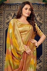 Buy Banarasi Art Silk Woven Saree in Multicolor - Back