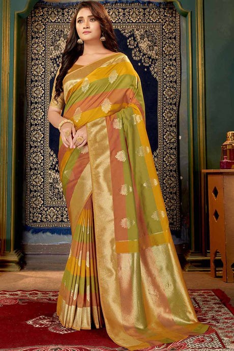 Buy Banarasi Art Silk Woven Saree in Multicolor Online