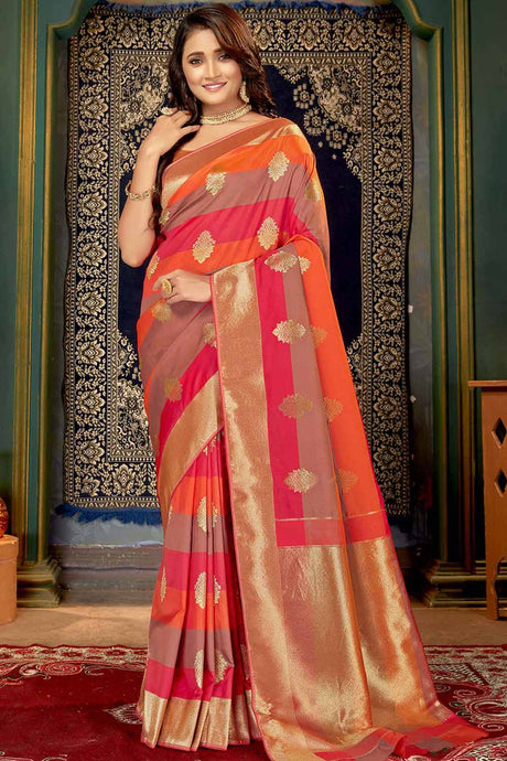 Buy Banarasi Art Silk Woven Saree in Multicolor Online