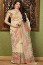 Buy Banarasi Art Silk Zari Woven Saree in Cream Online