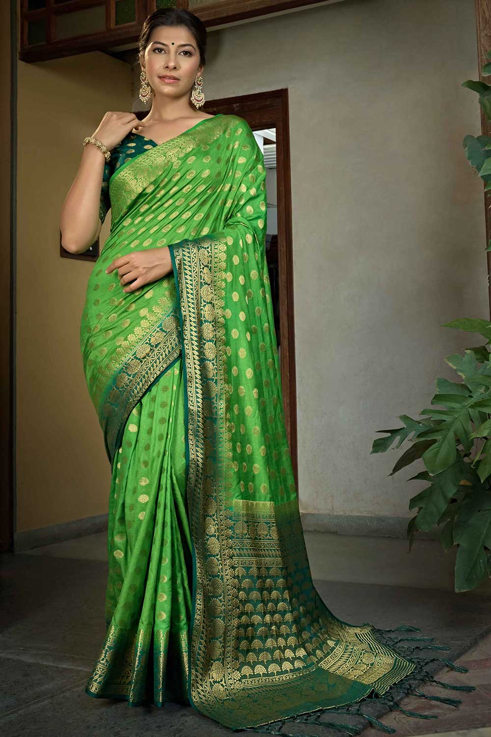 Green Art Silk Zari Saree