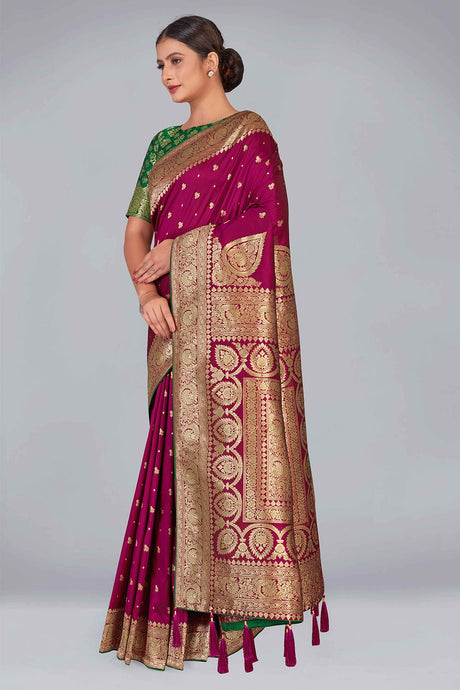 Magenta Banarasi Silk Zari Woven Saree