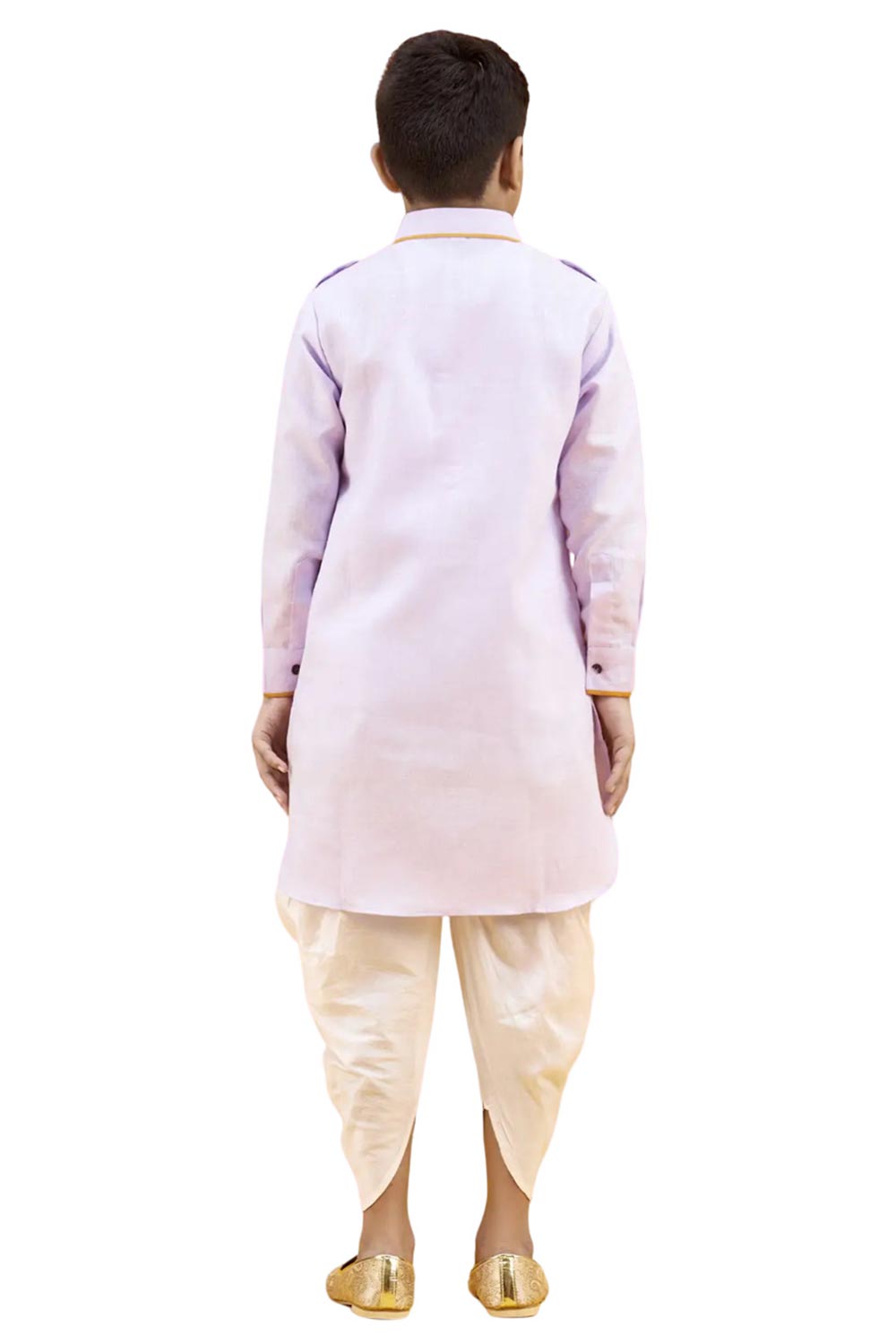 Boys Light Pink Cotton Solid Kurta Pajama Set