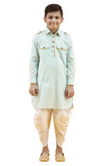 Boys Pista Cotton Solid Kurta Pyjama Set