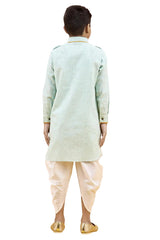 Boys Pista Cotton Solid Kurta Pajama Set