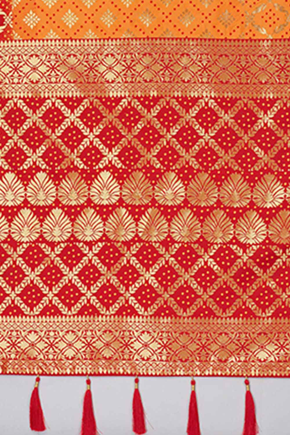 Buy Art Silk Woven Saree in Orange - Zoom Out