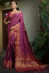 Purple Art Silk Zari Saree