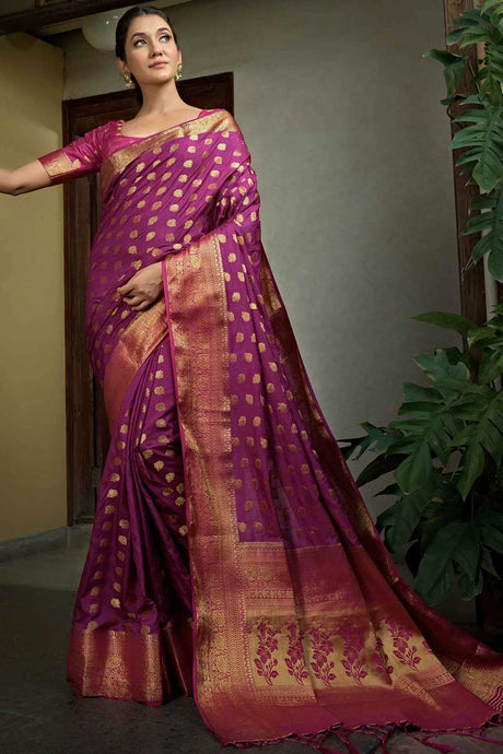 Purple Art Silk Zari Saree