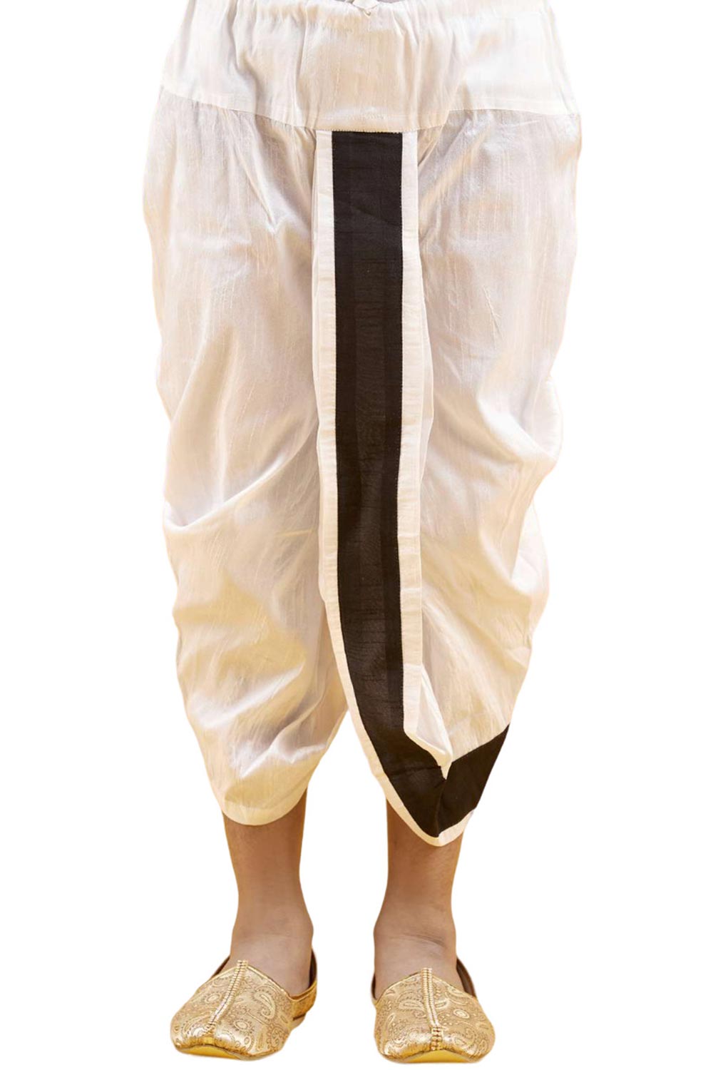 Boys Off White Silk Solid Kurta Pyjama Set