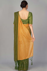 Buy Art Silk Woven Saree in Green - Front
