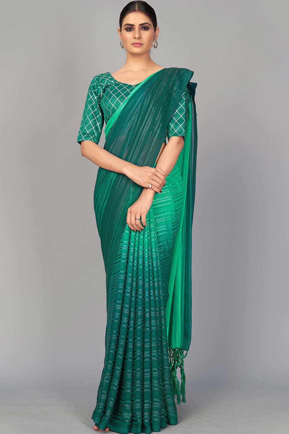 Buy Art Silk Woven Saree in Teal Online