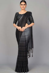 Buy Art Silk Woven Saree in Black Online