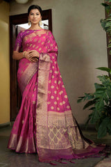 Pink Art Silk Zari Saree