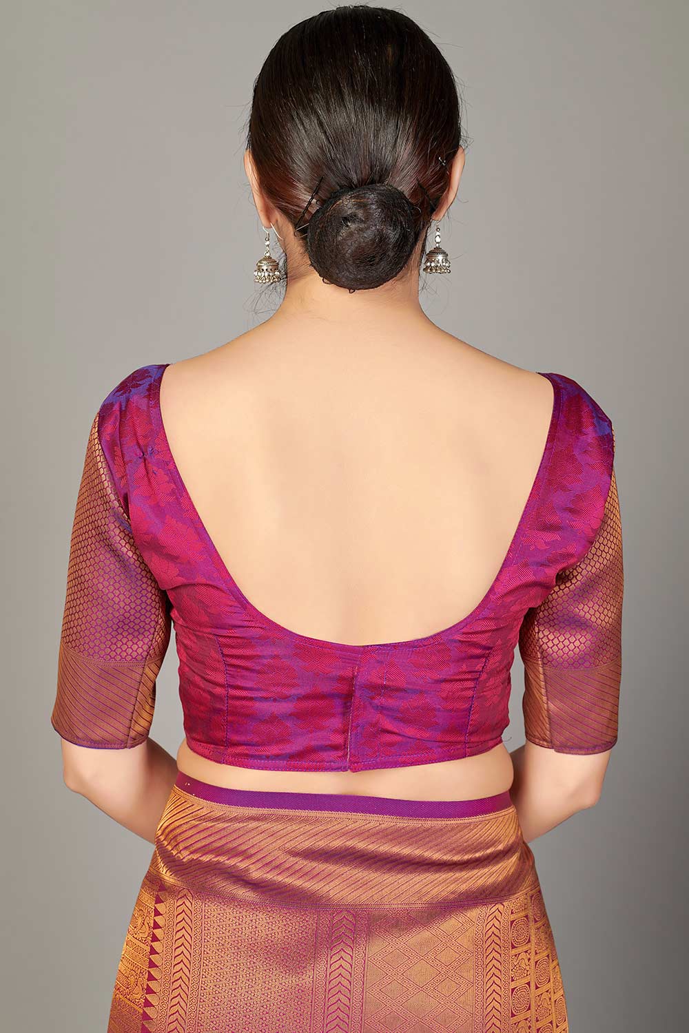 Buy Art Silk Woven Saree in Magenta - Zoom in