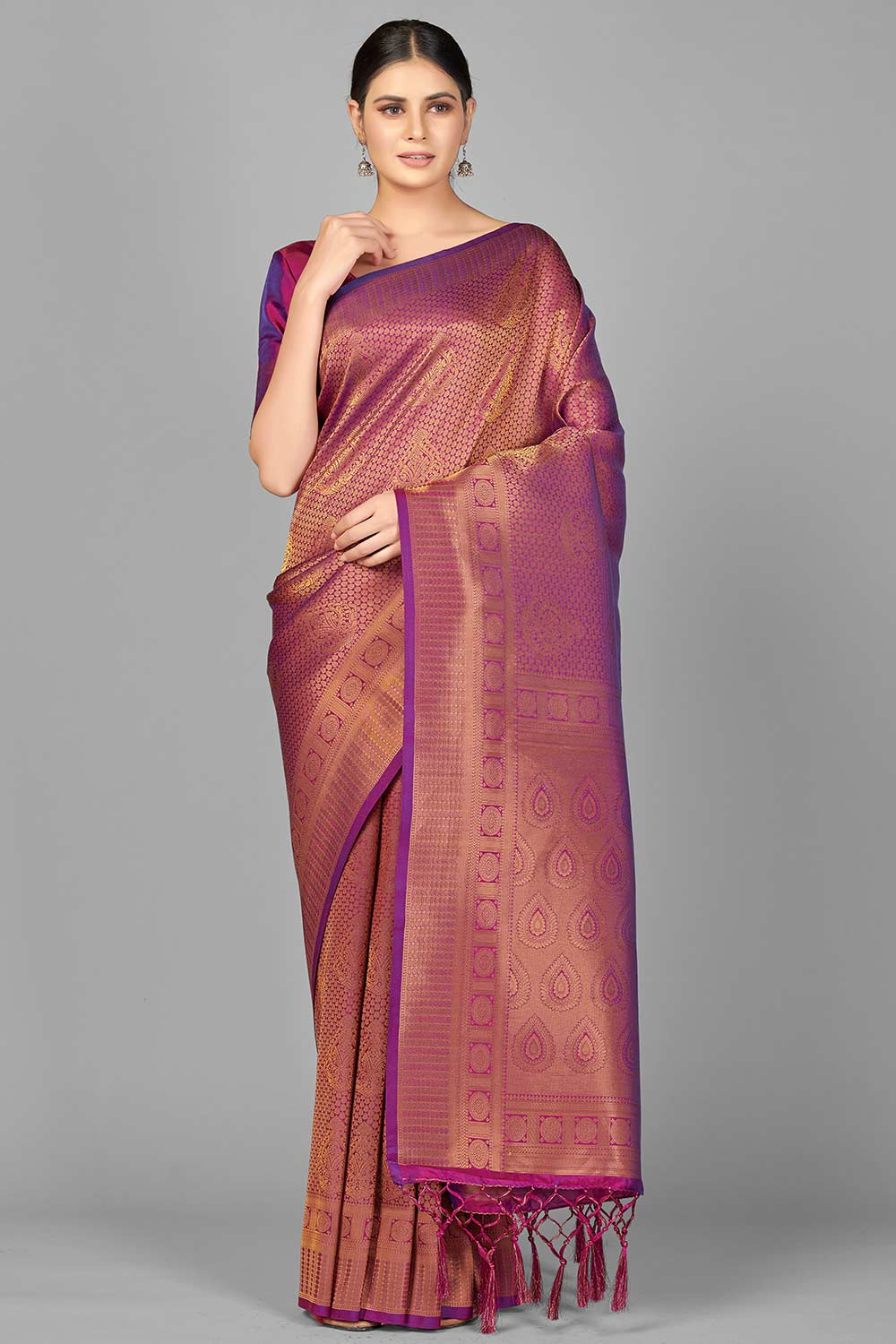 Buy Art Silk Woven Saree in Purple Online