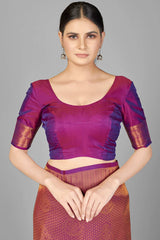 Buy Art Silk Woven Saree in Purple - Side