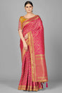 Buy Art Silk Woven Saree in Rani Pink Online