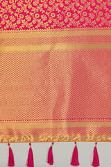 Buy Art Silk Woven Saree in Rani Pink - Zoom Out