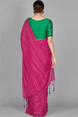 Buy Art Silk Woven Saree in Magenta - Front