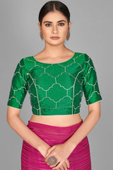 Buy Art Silk Woven Saree in Magenta - Side
