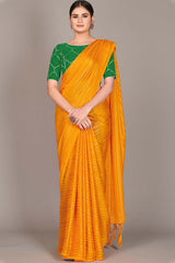 Buy Art Silk Woven Saree in Yellow Online