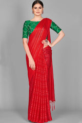 Buy Art Silk Woven Saree in Red Online