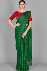 Buy Art Silk Woven Saree in Green Online