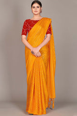 Buy Art Silk Woven Saree in Yellow Online