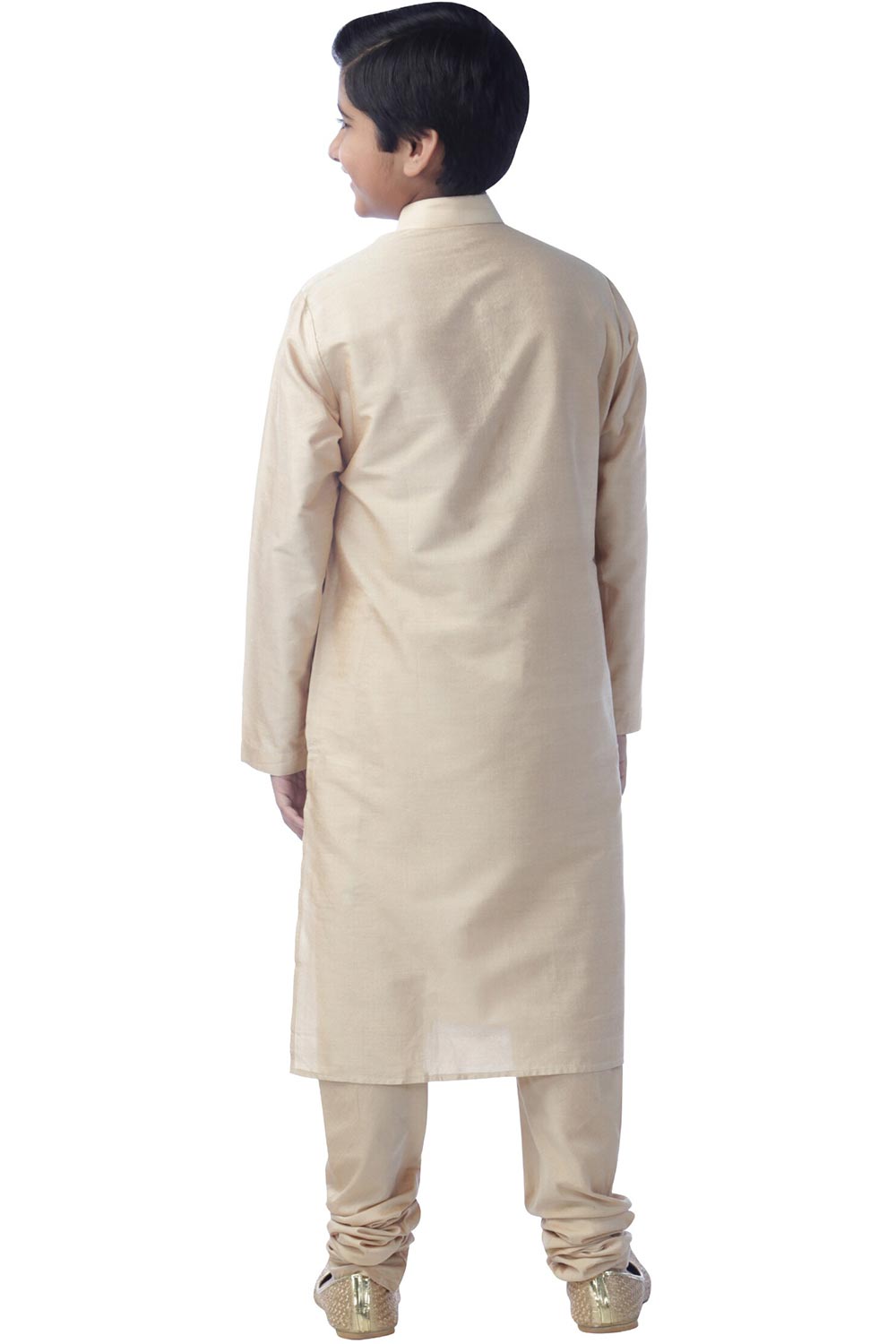 Boys Off White Silk Solid Kurta Pajama Set