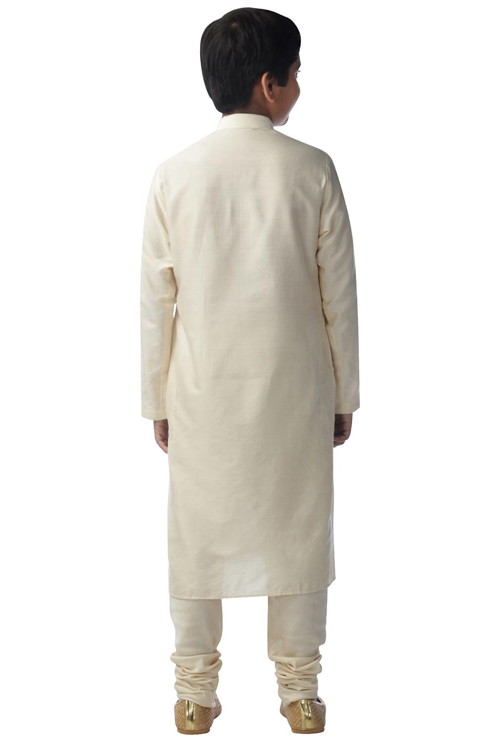 Boys Lemon Silk Solid Kurta Pajama Set